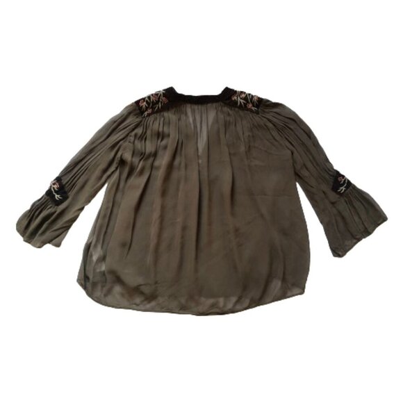 Zara olive brown velvet, embroidery and beads tunic top - Picture 12 of 13
